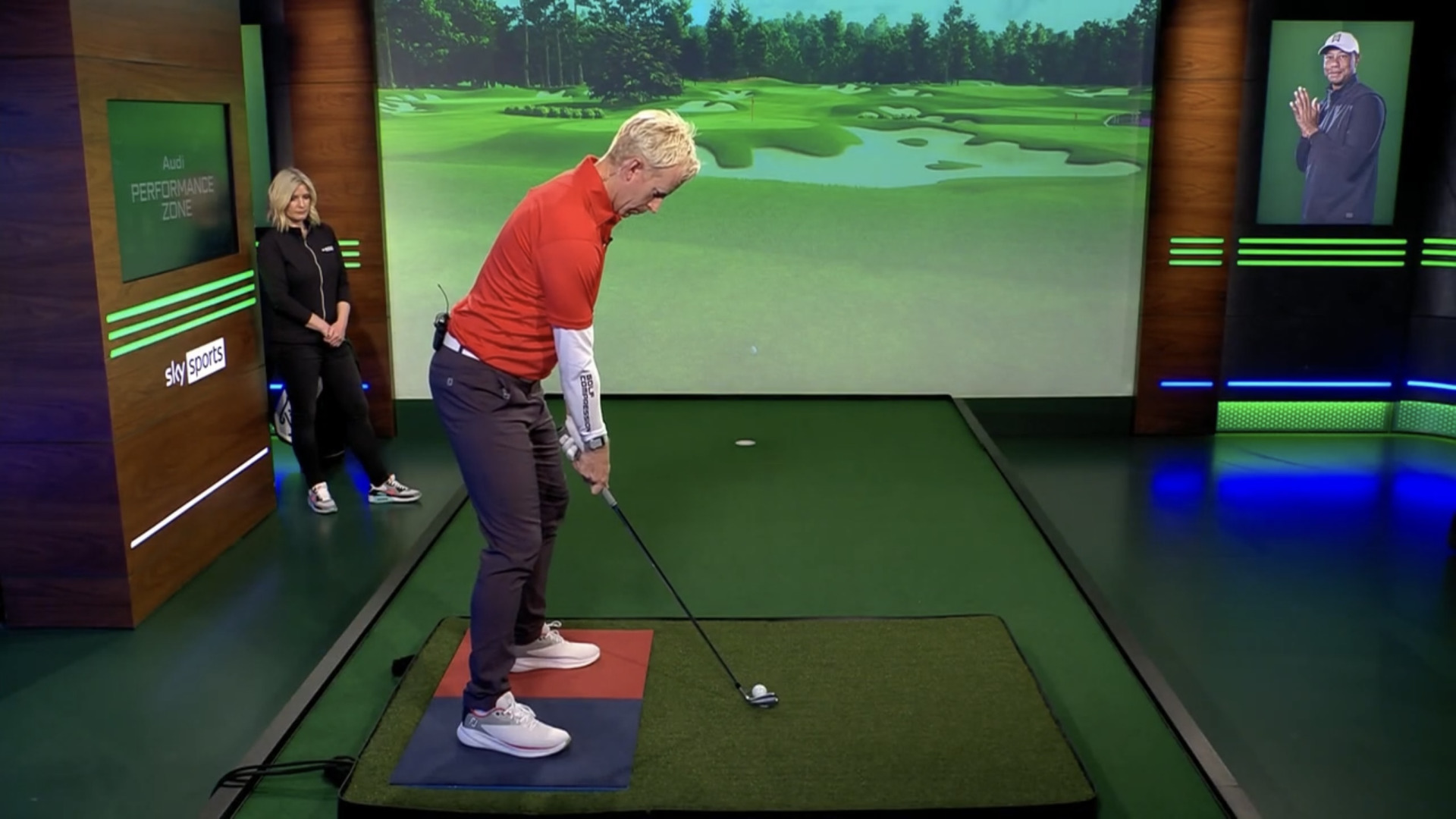 Jason Floyd using Smart2Move and Zen Green Stage technology on the Audi Performance Zone at Sky Sports Golf during the 2023 Valspar Championship